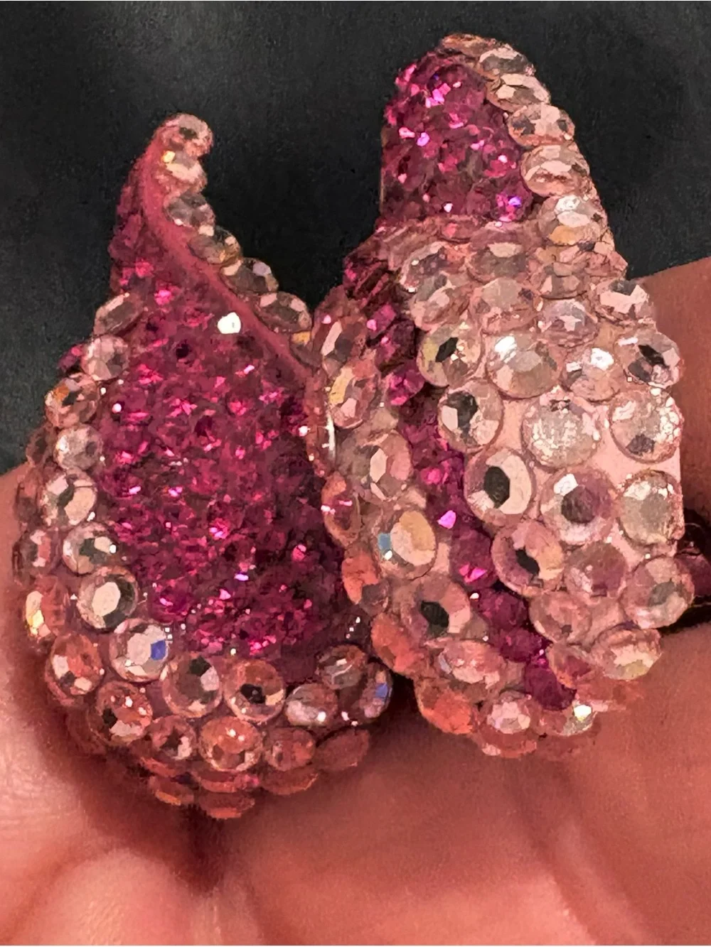 Vintage New Raspberry Bellini Pink Crystal Teardrop Earrings New Clip